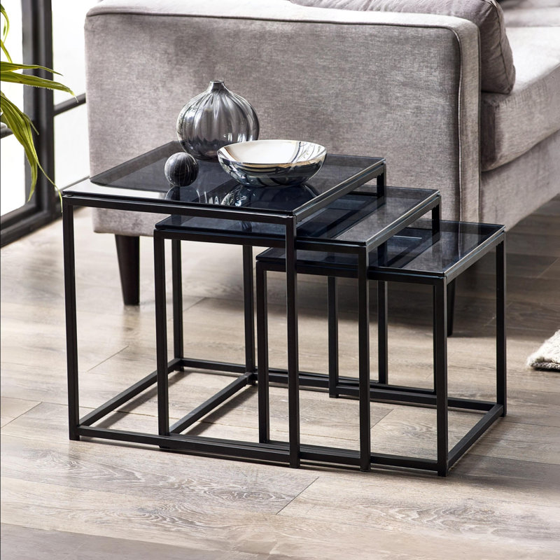 Lailonie Glass Top Sled Nesting Tables