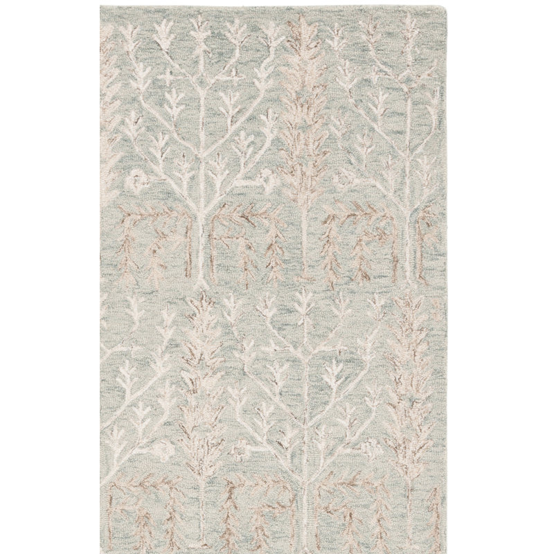 Jardin 852 Hand Tufted Wool/Cotton Vintage Look Rug in Green/Beige, Runner 2'3" x 8'