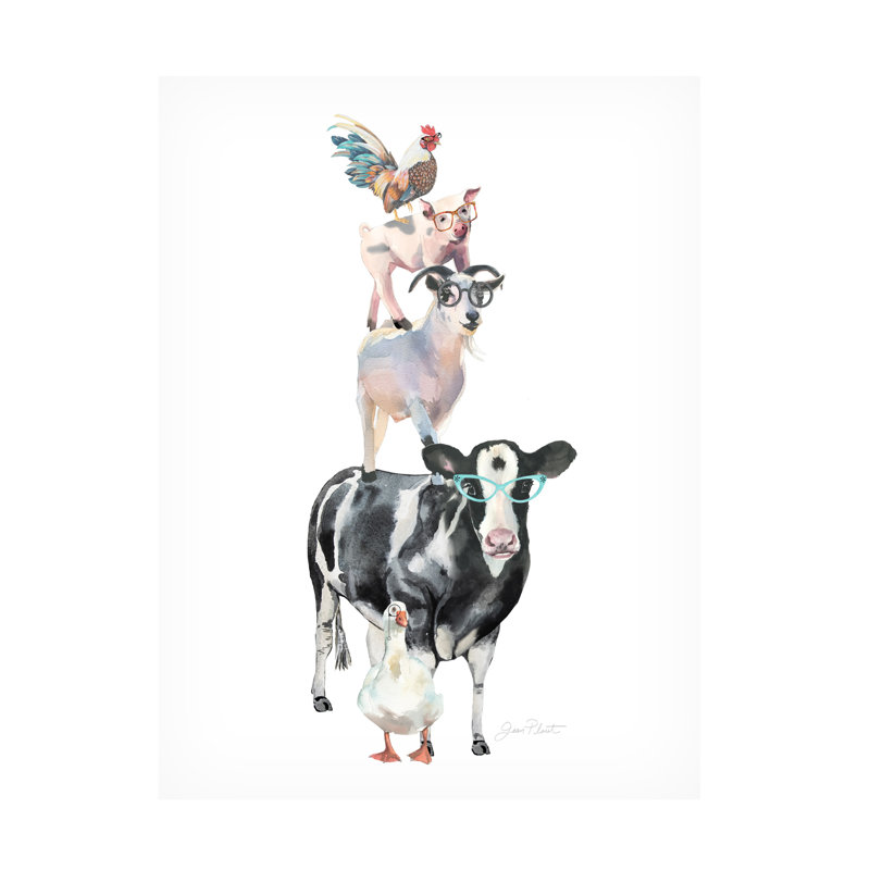 Peinture sur toile, animaux de la ferme, famille d'animaux, H 47 po x l 35 po x P 2 po