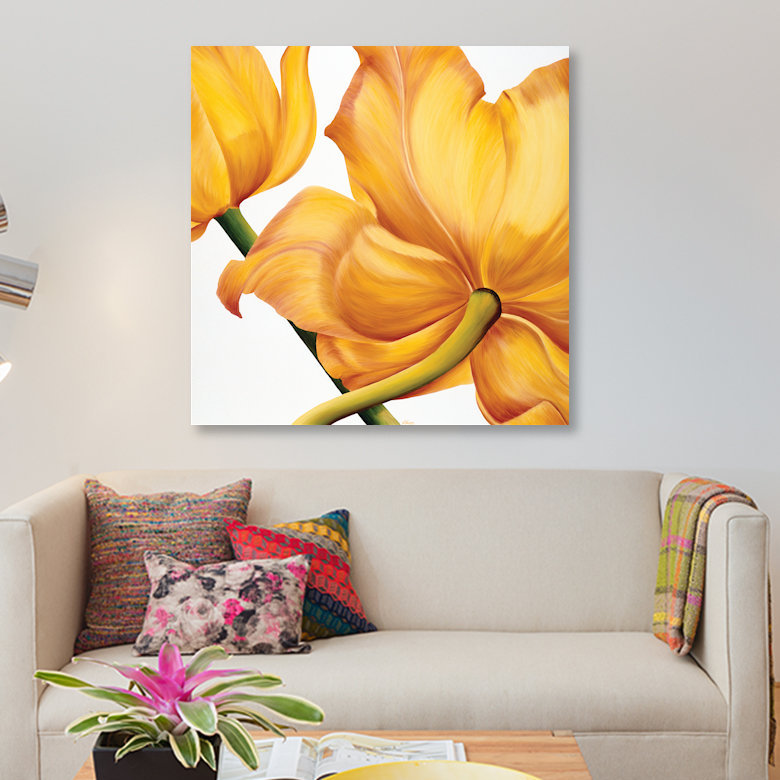 «King Yellow», impression sur toile, H 18 po x l 18 po x P 1,5 po, Pas de tapis, Toile avec cadre noir