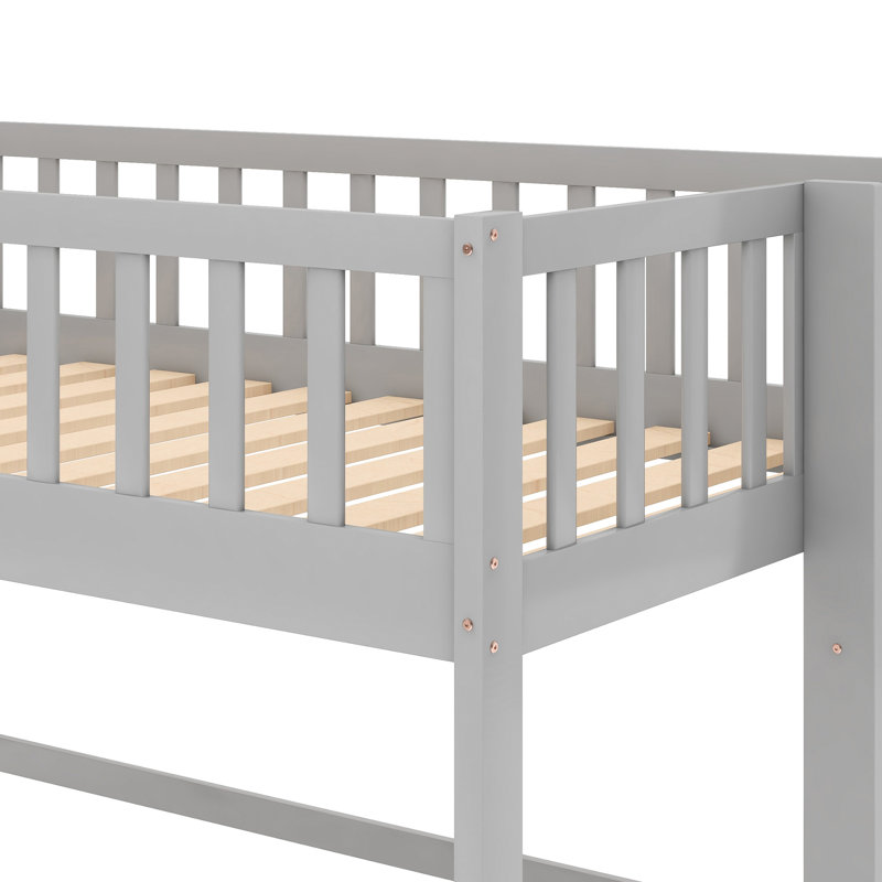 Lit mezzanine bas gris simple avec glissade - Polyvalent choix de chambre à coucher Space Prospect