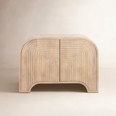 Fluted Mango Wood Accent Cabinet