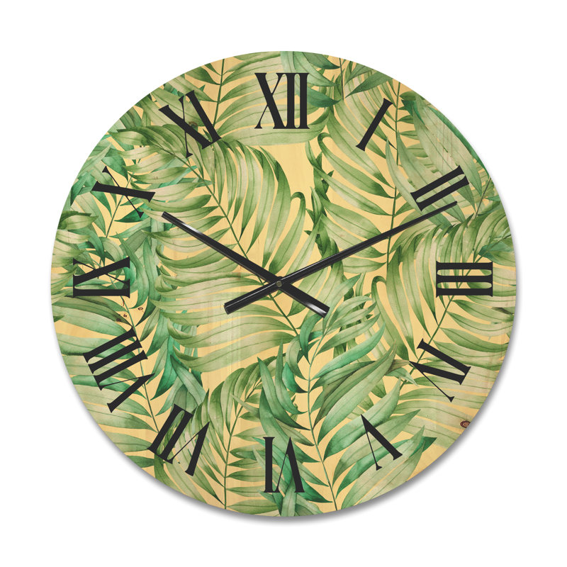 Horloge murale feuilles tropicales de Monstera, Moyenne