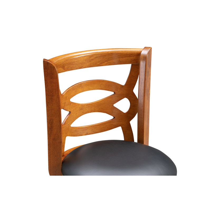 Hegg Swivel Upholstered Counter Stool with Solid Wood Frame, Walnut, Counter Stool (24" Seat Height)