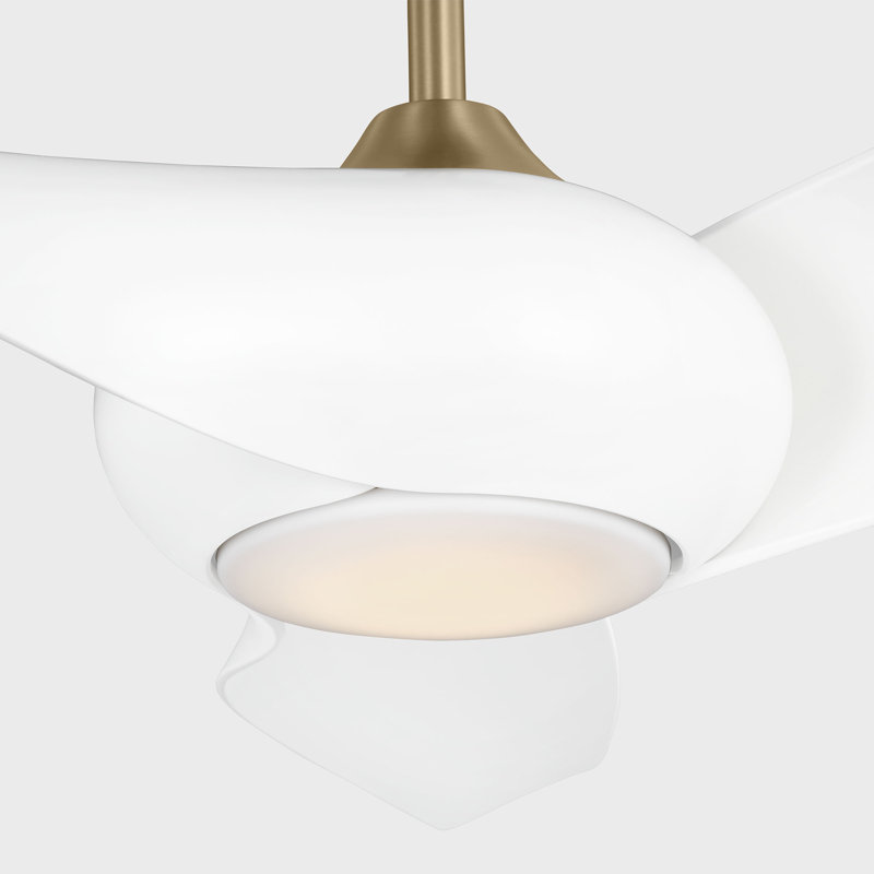 Topan Smart 60 LED Indoor Ceiling Fan with Threaded Downrod, ABS blades and Handheld Remote, Burnished Brass/Matte White