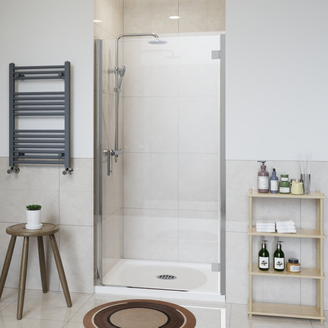 Sprinkel 1900mm H Hinged Semi-Frameless Shower Door with Clear Glass