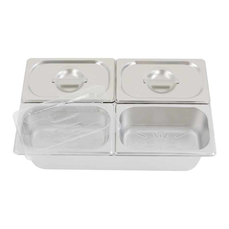 Fruit Pan Large Stainless Steel Pan Food Storage With Acrylic Lids And Water-Filtering Gaskets