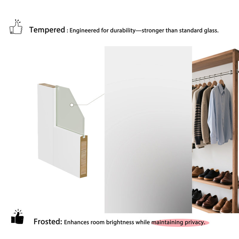 Portes dalles en verre givré avec 5 portes intérieures modernes en MDF blanc avec poignée, quincaillerie non incluse, Noir