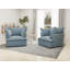 Fauteuil d'appoint et canapé-lit simple en chenille de 38 po de largeur, siège confortable pour le salon et la chambre à coucher, bleu (ensemble de 2)-2041542033