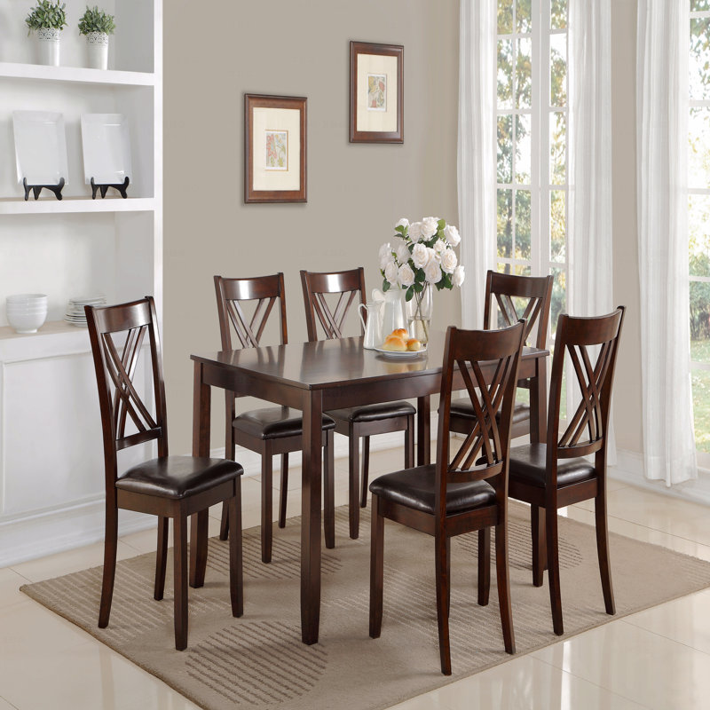 Table rectangulaire avec chaises rembourrées en PU
