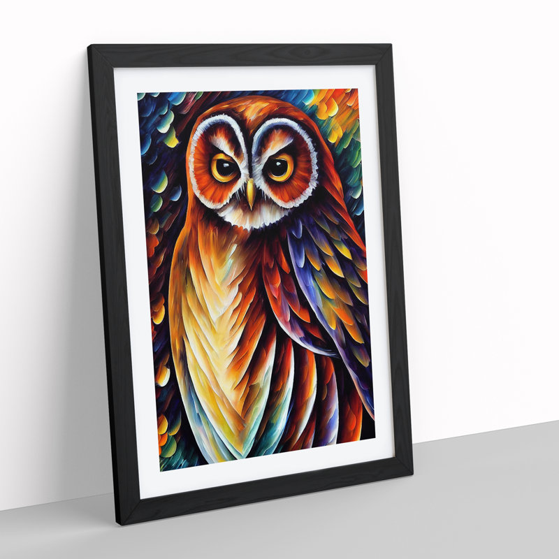 Portrait Of A Barn Owl No.4 - Single Picture Frame Print, 64cm H x 46cm W, Black