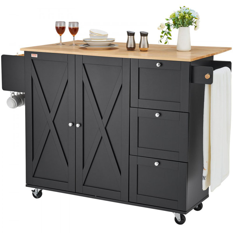 Armoire de rangement sur roulettes avec tiroir et tablettes pour îlot de cuisine