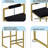 Upholstered Velvet Bar Stools Modern Dining Stools (Gold & Black, Set of 2)-699154628-699154629