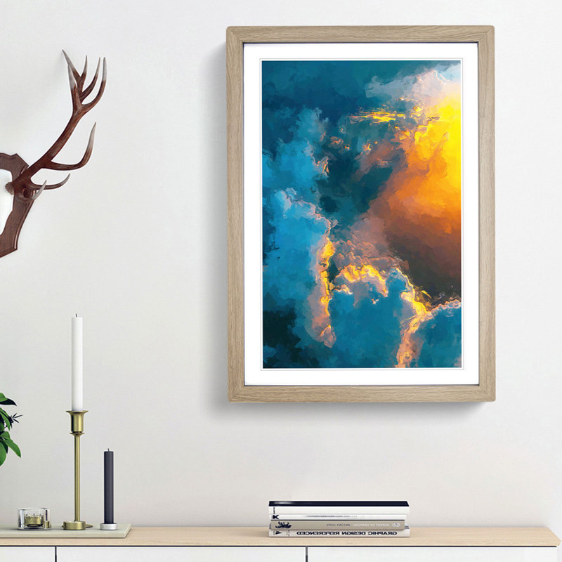 Light Through the Clouds in Abstract - Picture Frame Graphic Art Print, 48cm H x 36cm W x 2cm D, Oak Framed