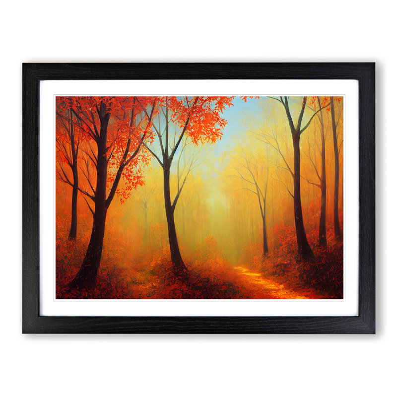 XH1022-6720X Painting Of An Autumn Forest Vol.5 - Single Picture Frame Print, Black, 46cm H x 64cm W x 2cm D