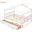 Lit double en bois avec tiroirs, blanc