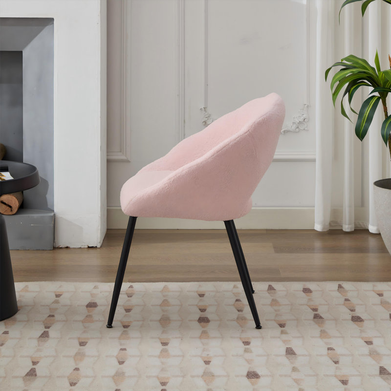 Flower Accent Chair, Pink Boucle