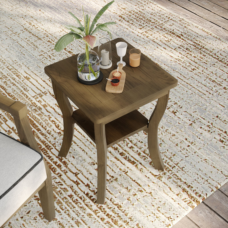 Louque Teak Outdoor Side Table, Brown