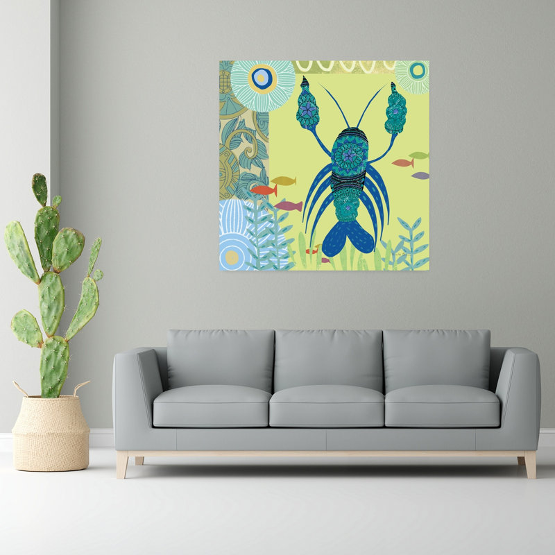 Monde sous-marin I, poisson, homard, art côtier, H 48 po x l 48 po