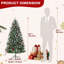 152.4cm/182.88cm Prelit Christmas Tree, Pencil Christmas Tree with Pine Cones, Holly Berries, 240 Warm White Lights-8 Modes, Metal Stand, PE & PVC Xmas Trees for Porch, Church, Office-134544706