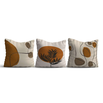 Ensemble de housse de coussin élégant (3 pièces), 16,9 x 16,9 pouces | 50% coton / 50% polyester, lavable et repassable | Parfait pour la décoration intérieure, le canapé et le salon, tissu doux et durable