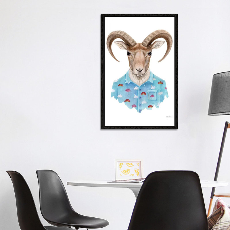 Uriel In A Unicorn Shirt by Rachel Nieman - Gallery-Wrapped Canvas Giclée on Canvas, Black Framed, 101.6 cm H x 66.04 cm W
