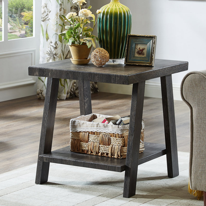 Table de bout contemporaine en bois à finition anthracite Athens, Gris anthracite, Gris anthracite