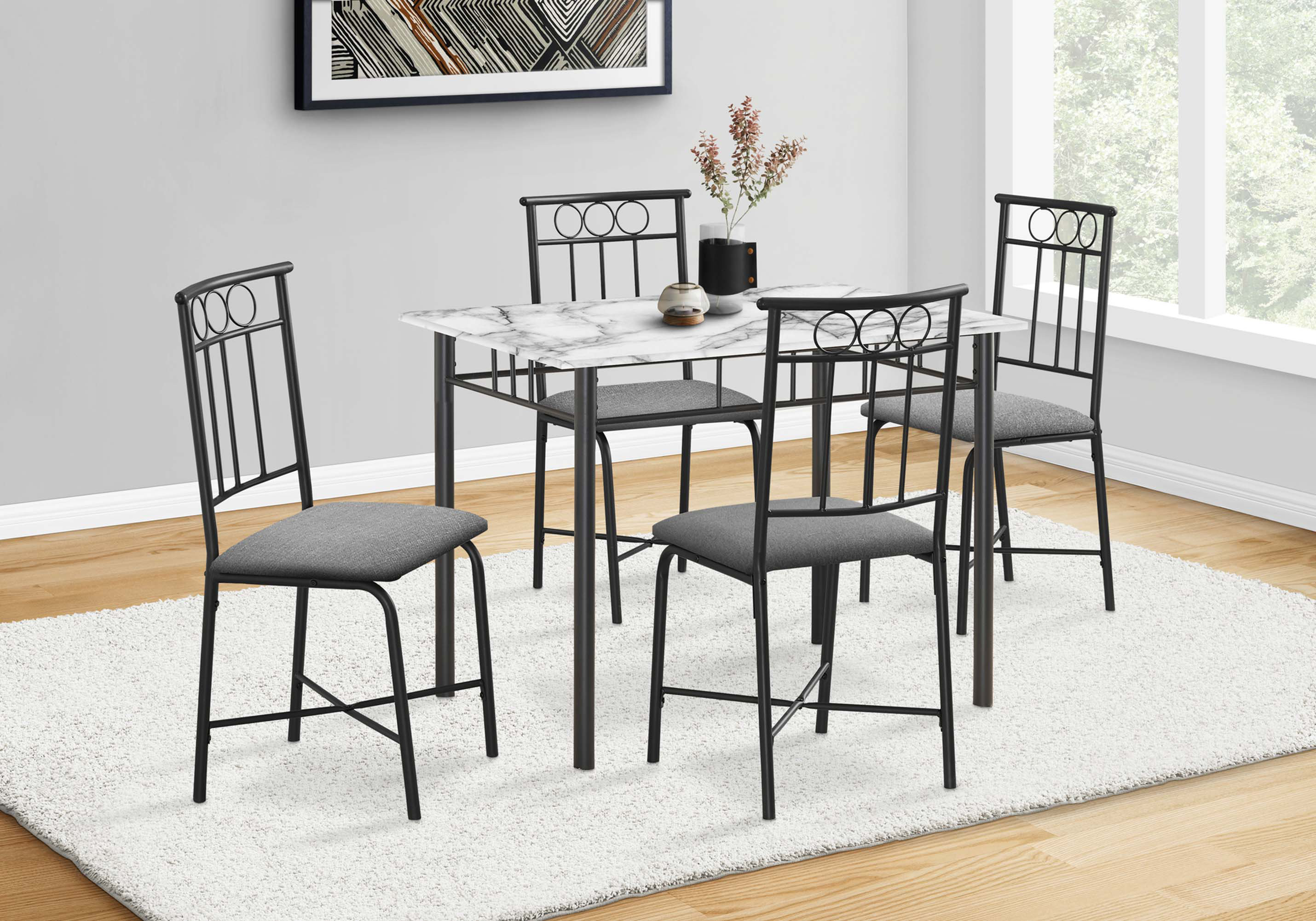 Orren Ellis Dining Table Set, 5Pcs Set, Rectangular, Kitchen Marble ...