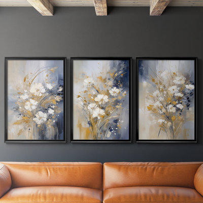 FLORAL Series CCCXIV  -Custom Framed  Wrapped Gallery Canvas - 3 Pieces