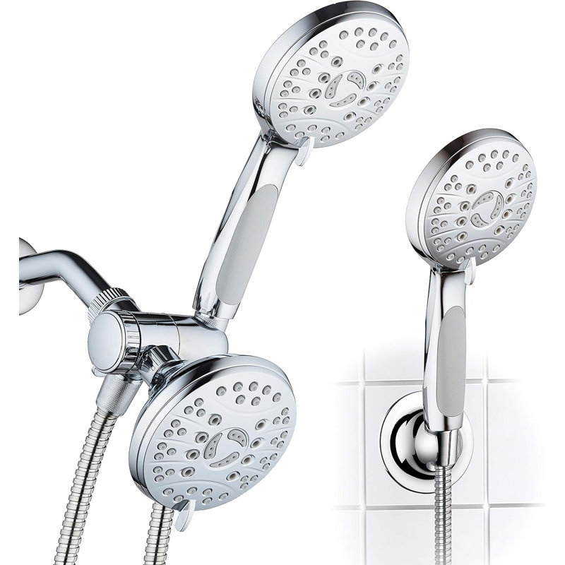3-Way Luxury Shower System: 48-Mode Rain & Handheld Heads, 6Ft Stainless Hose