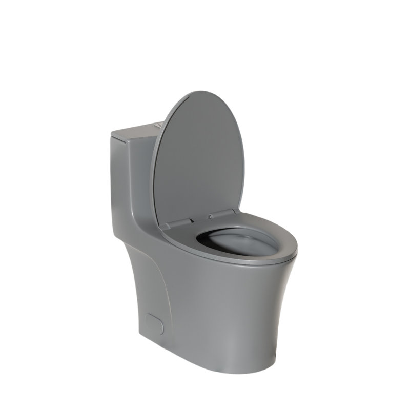 1.1/1.6 GPF Elongated ADA Height One Piece Dual-Flush Toilet with Soft-Closing Seat,MAP Flushing 1000G, Light Gray