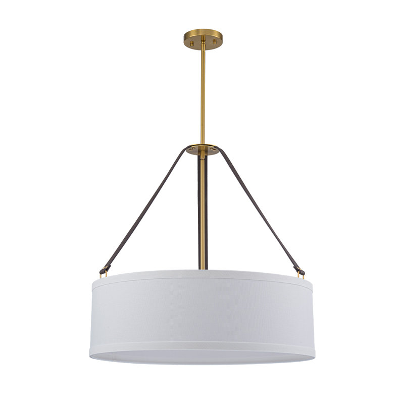 Luminaire suspendu tambour en lin 4 lumières