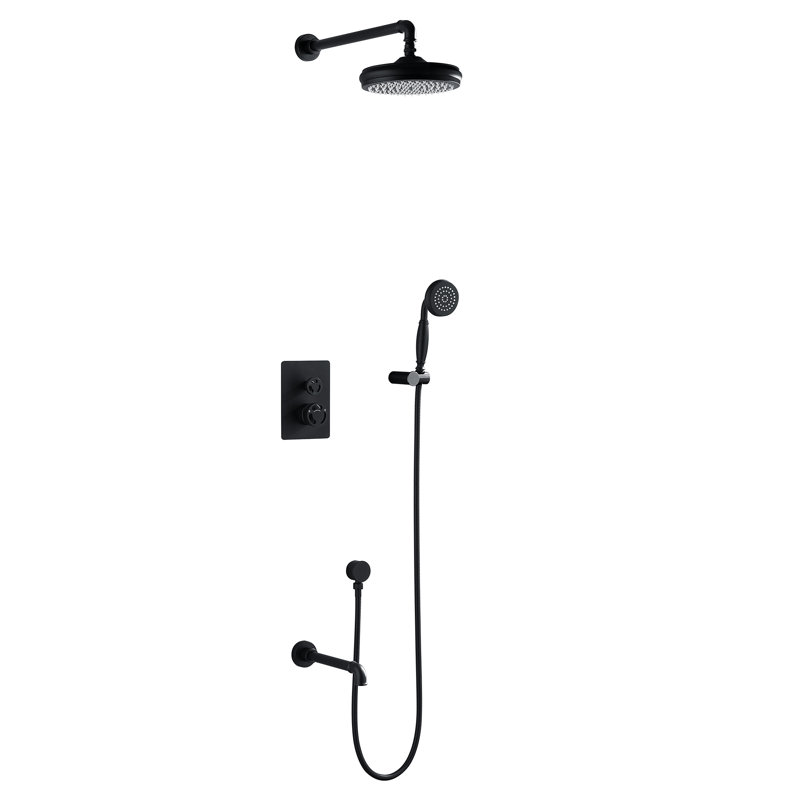 Ensemble de robinets de douche 8 "avec système de douche à pluie complet dans le mur avec robinet de baignoire, ensembles de robinets de douche en laiton avec valve brute