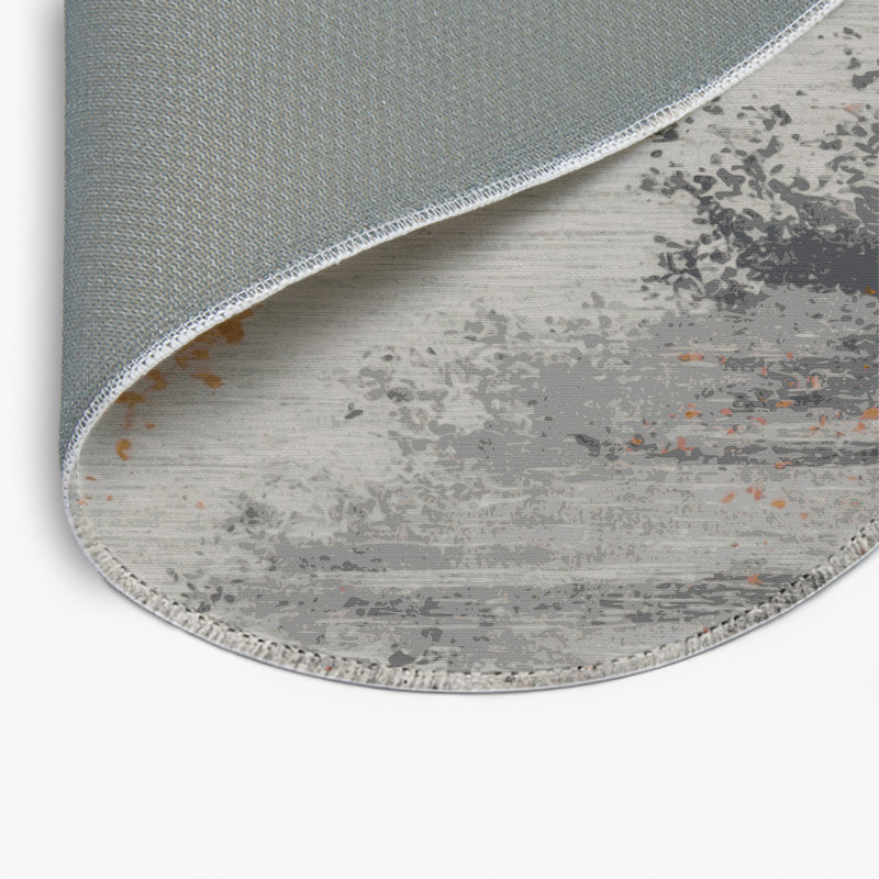 Watercolor Grey Indoor and Outdoor Area Rug, Round 5'