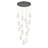 15-Light Black Chandelier With White Glass Pendants-355020299