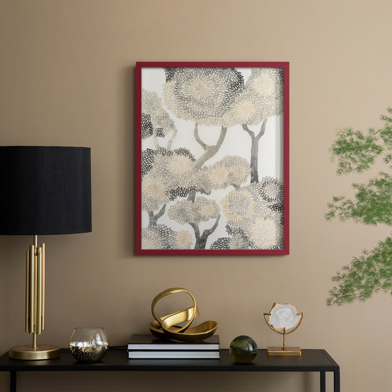 Dewdrop Maple II Framed Print - Solid Wood, Red, 15" H x 12" W