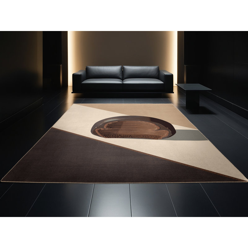 Tapis brun chic et beige lavable à la machine Higgins Truffle, 2 x 5