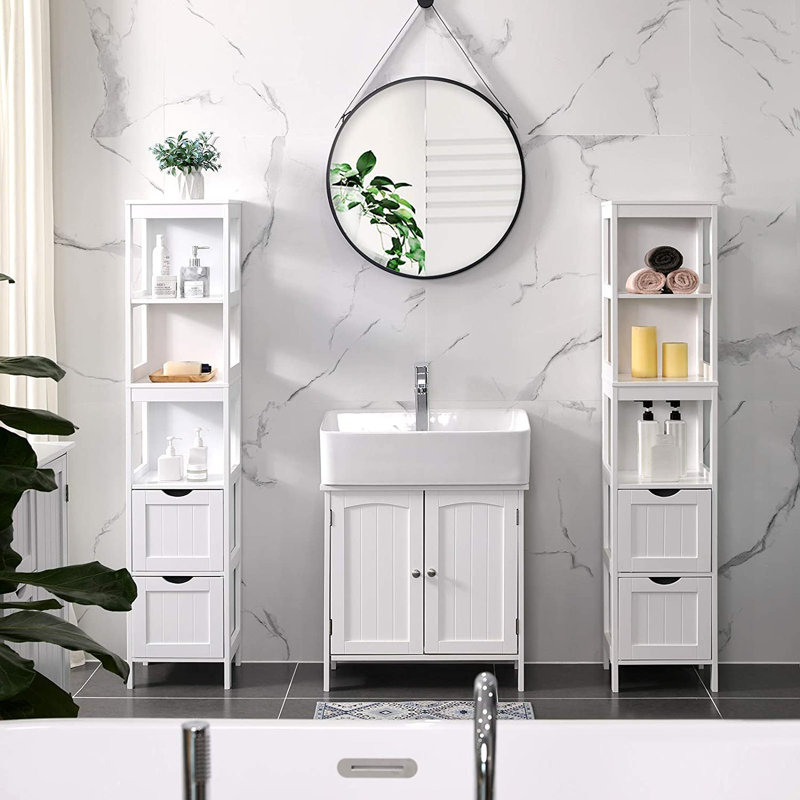 Oxfordshire Free-Standing Linen Cabinet, White, 55.9" Н x 12" W x 12" D