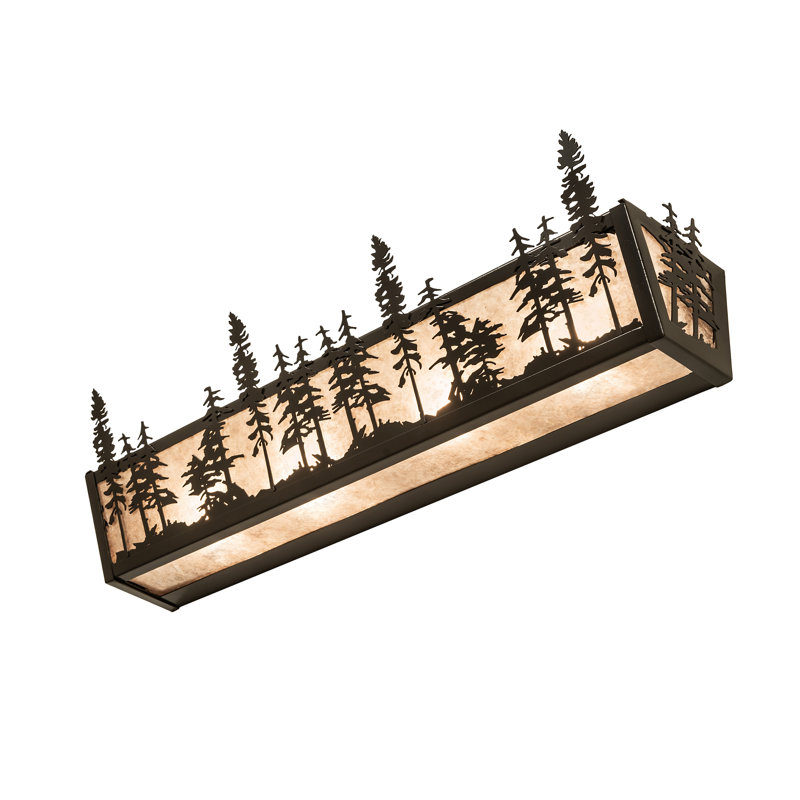 Rustic Lodge 4 - Light Bath Bar, 7" H x 36" W x 7" D, Blue/Green/Purple, Timeless Bronze