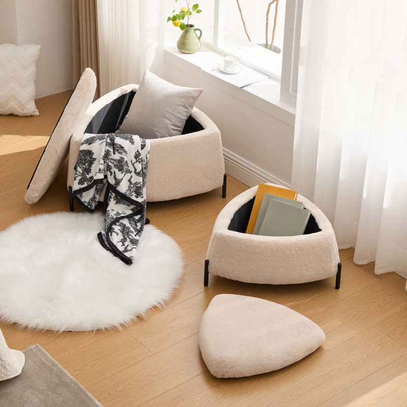 29.9"Wide 2 - Piece Upholstered Storage Ottoman Set, Light Camel