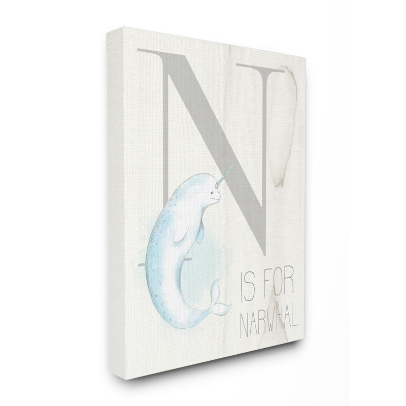 «Bilberry N is for Narwhal», illustration, Toile tendue, H 30 po x l 40 po x P 1,5 po