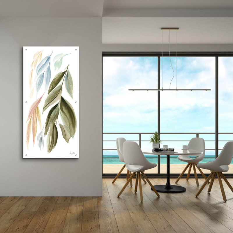 Art mural en verre épique «Leafy Cascade» par Kristy riz, 24 po x 48 po, H 48 po x l 24 po