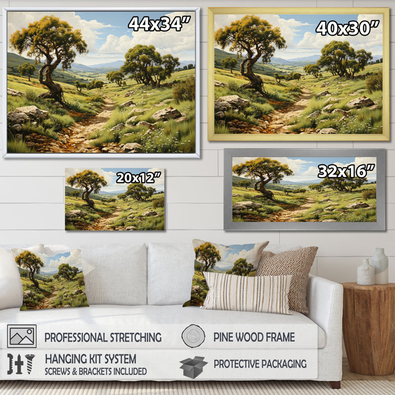 Spain Olive Groves In Andalusiain I - Landscapes Wall Art Prints, H 12 po x l 20 po x P 1 po, Cadre doré à une seule photo
