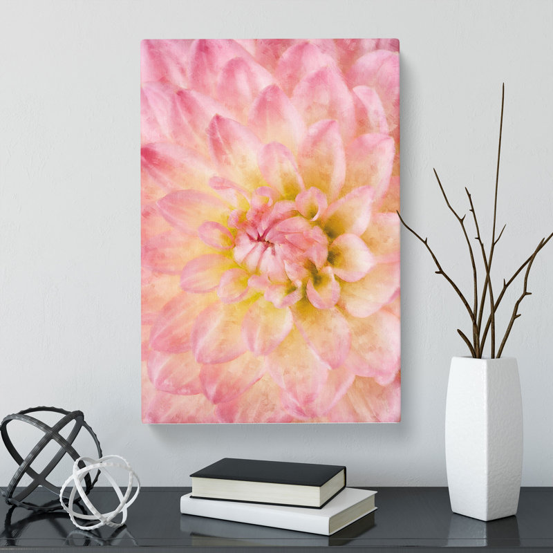 Pink Dahlia Flower Abstract - Wrapped Canvas, 50cm H x 35cm W x 3cm D
