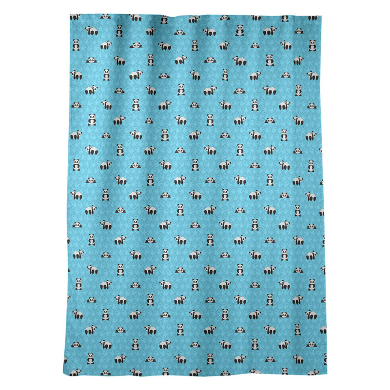 Panneau de rideau simple avec passe-tringle pour fenêtre avec passe-tringle panda Kitterman, Bleu / noir