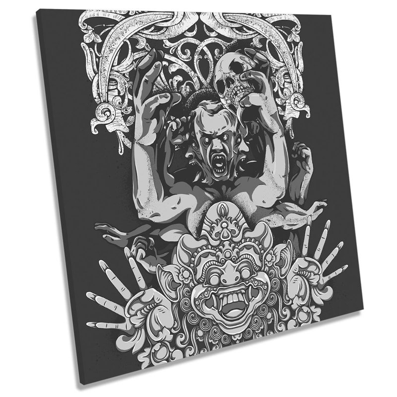 X8795 Monster Face Borang Mask - Wrapped Canvas Art Prints, 76.2cm H x 76.2cm W x 4cm D