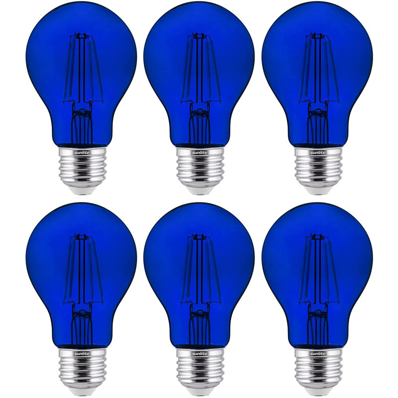 Paquet de 6 ampoules DEL à filament A19 à DEL à intensité variable et à intensité variable, finition bleue
