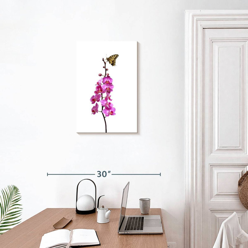 Brampt Butterfly On Orchid Stalk, 24" H x 16" W