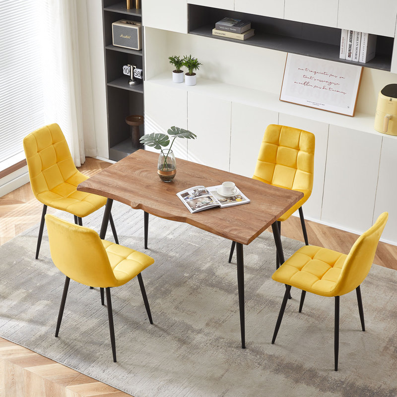 Lawanda Dining Table Set With 4 Chairs, Yellow