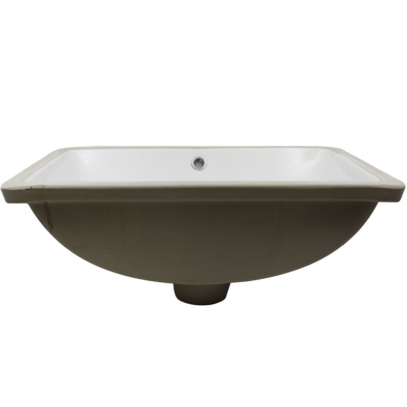 Lavabo de salle de bain rectangulaire encastré blanc avec trop-plein